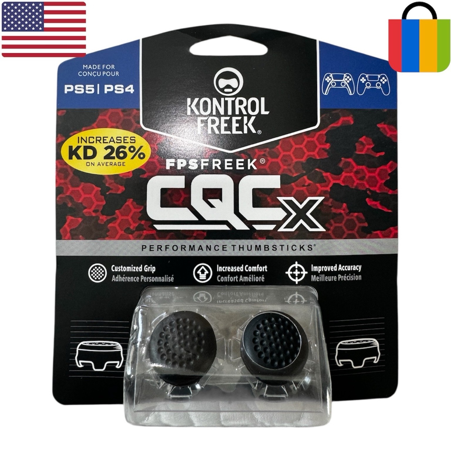 KontrolFreek FPS Thumbsticks for PS4/PS5 – CQX Black – Ships Fast