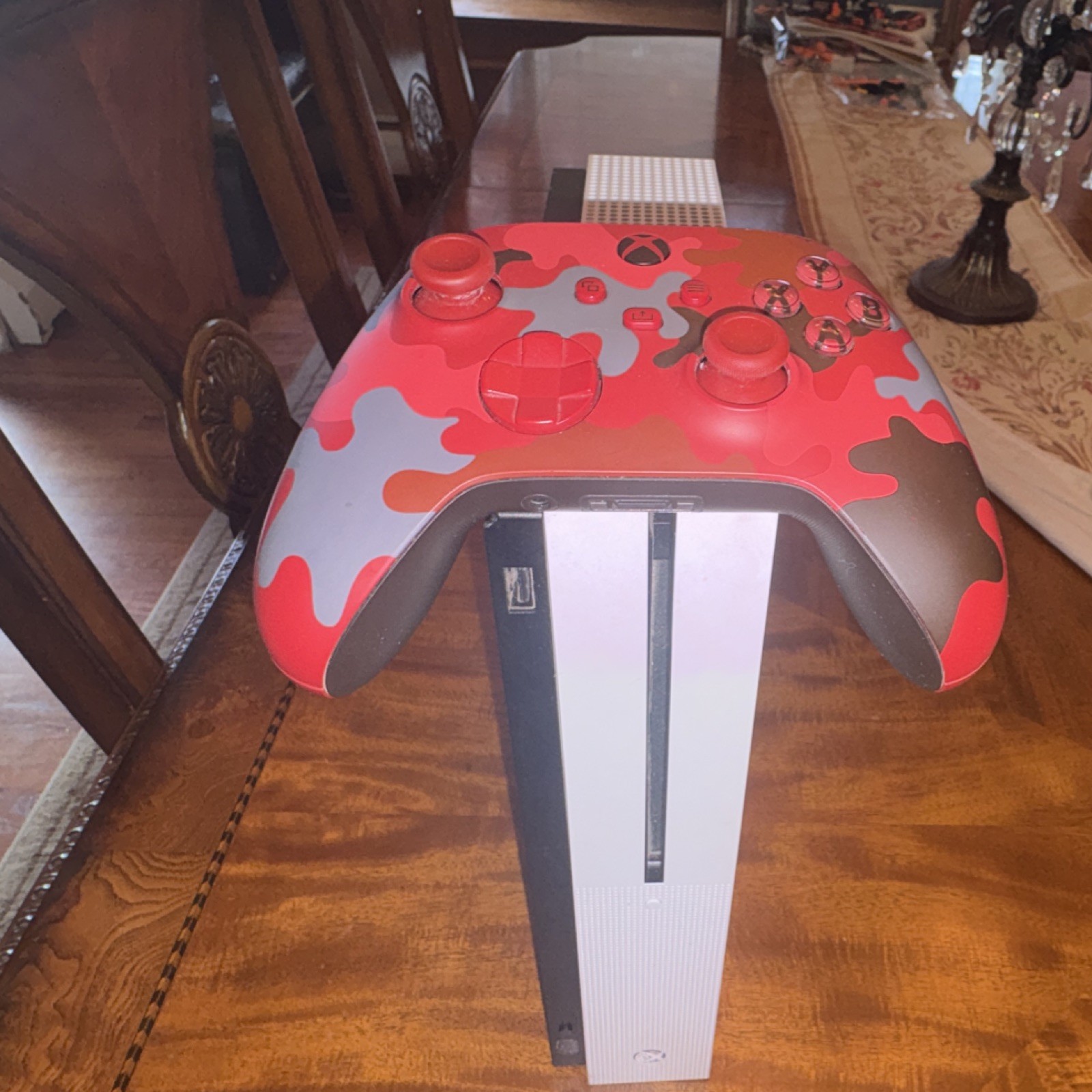Microsoft Xbox One S White Console Wi-Fi Capability Red Camouflage Controller
