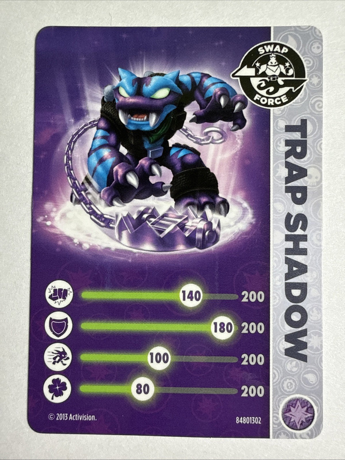 Skylanders Swap Force Trap Shadow Character Figure AND Card
