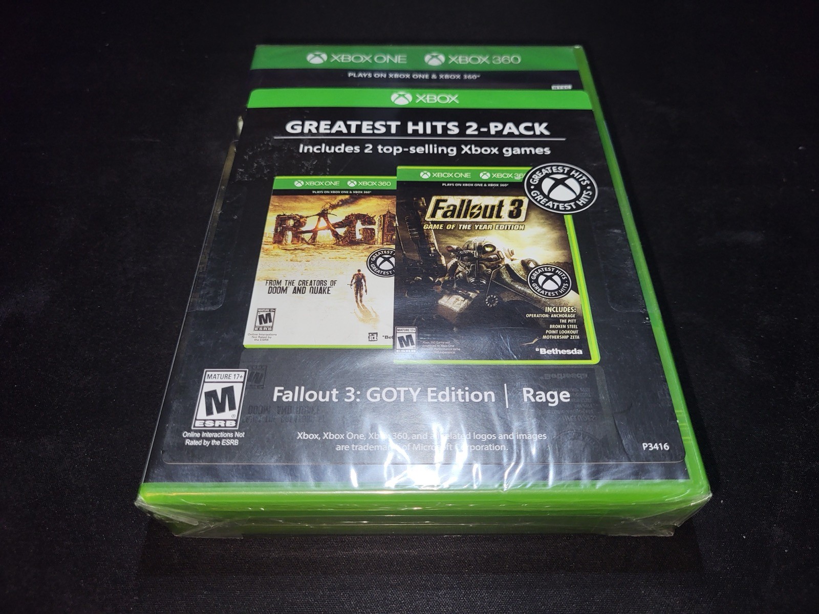 Xbox Greatest Hits 2 Pack Fallout 3 GOTY Edition/Rage Xbox 360/One NEW SEALED