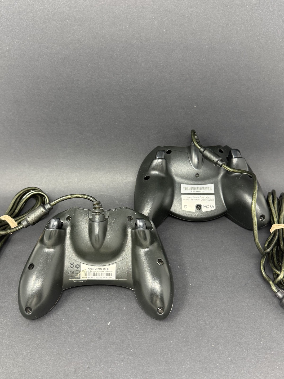 Lot of 2 Original Microsoft Xbox Controller Wired S + Duke No Breakaway Cable