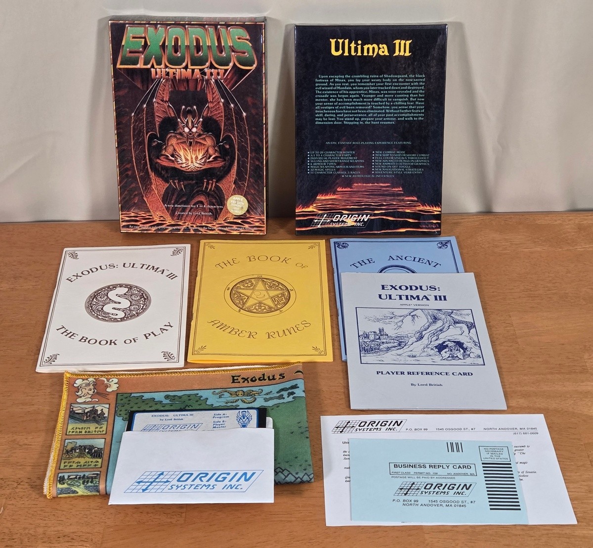 Ultima III Exodus Apple Big Box Game 5.25″ Complete CIB Cloth Map 1983 Glossy