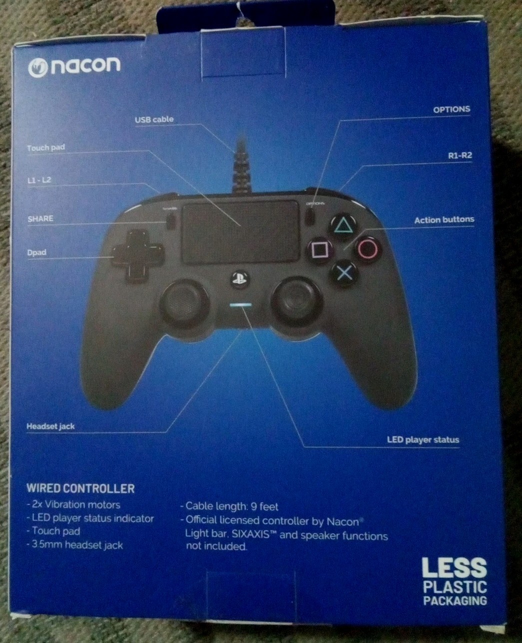 Nacon Wired Controller for PlayStation 4.Black NEW SEALED IN BOX. Official Sony