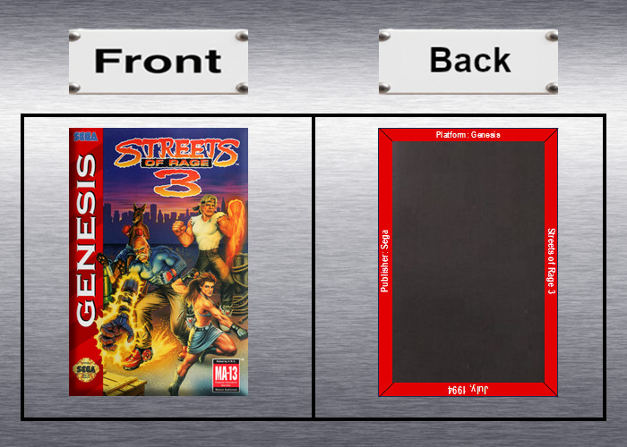 Streets of Rage 1, 2, 3 Video Game Box Art *Genesis* High Quality Magnet