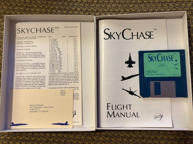 SKYCHASE MAXIS AMIGA GAME W/ BOX + PAPERS CLASSIC COMPUTER SEE PICS