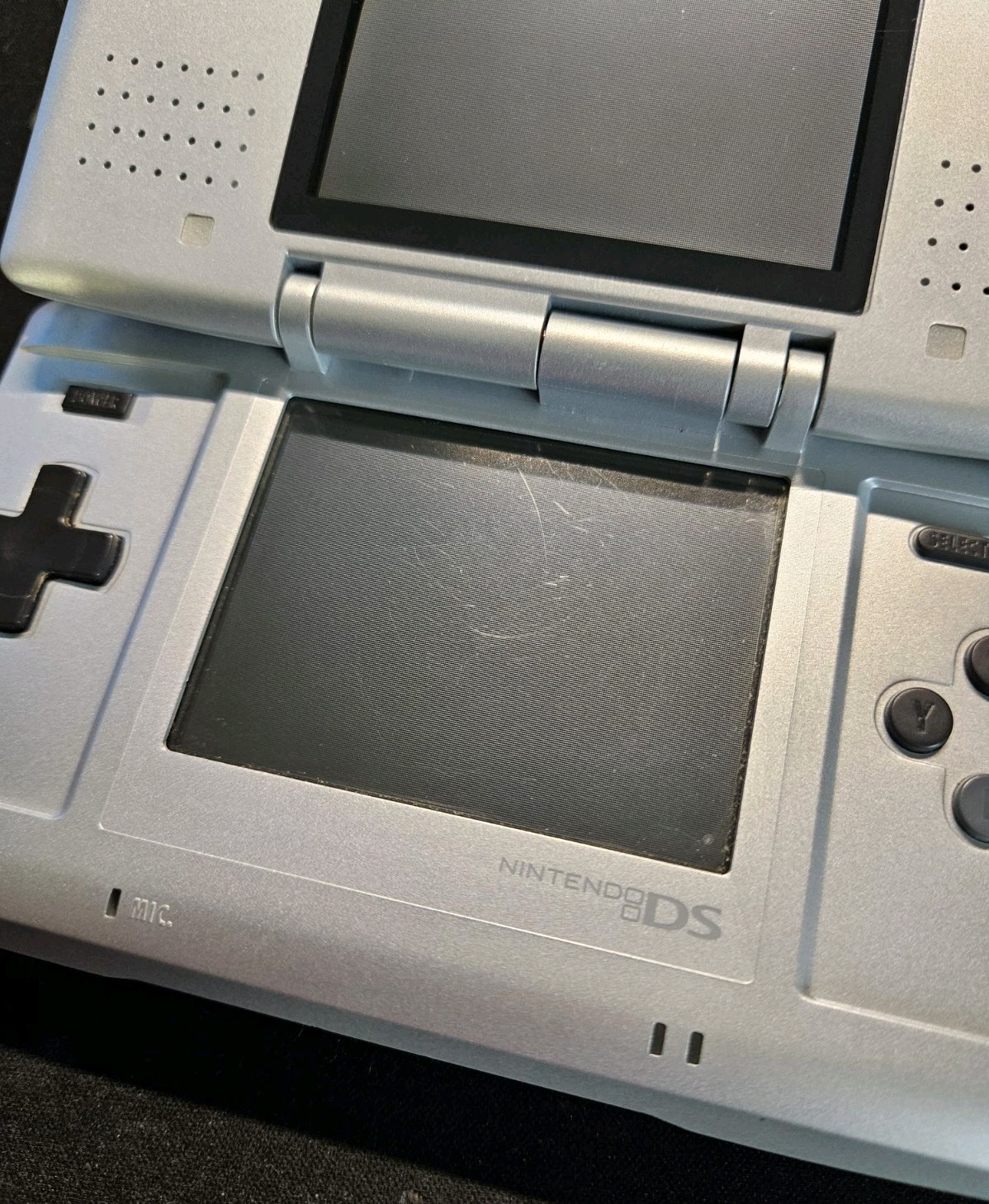 Nintendo DS Original NTR-001 Console Silver Tested W/ Stylus and 5 games