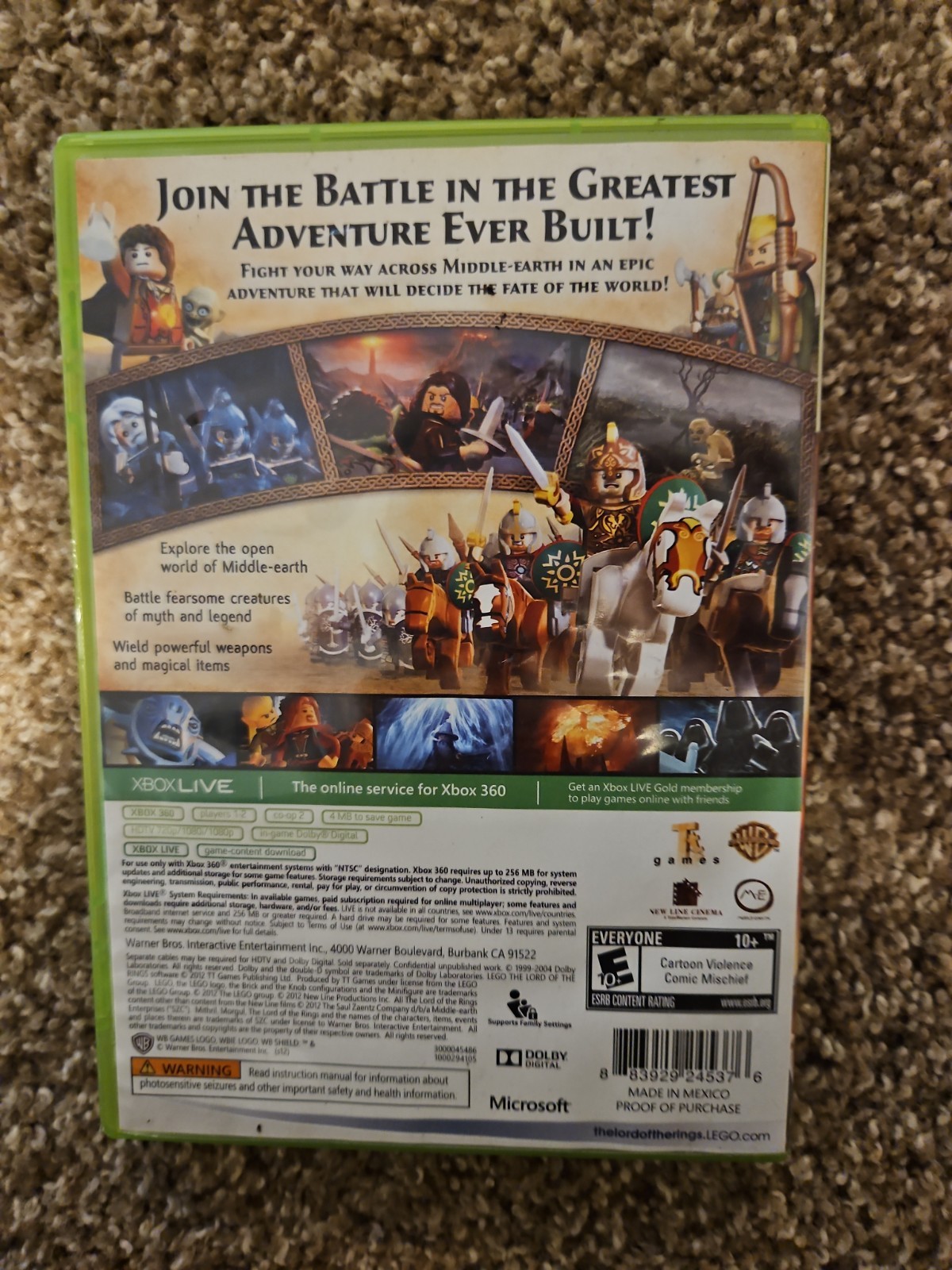 LEGO The Lord of the Rings Xbox 360, Warner Bros, Xbox Live, Manual, Complete