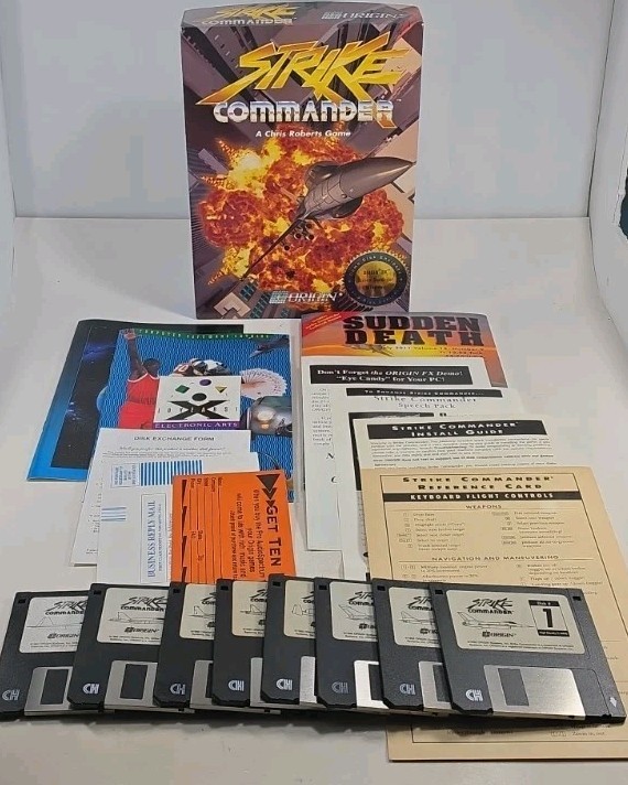 Strike Commander (1992) Origin – Vintage Big Box PC Game 3.5″ Disks – VG+