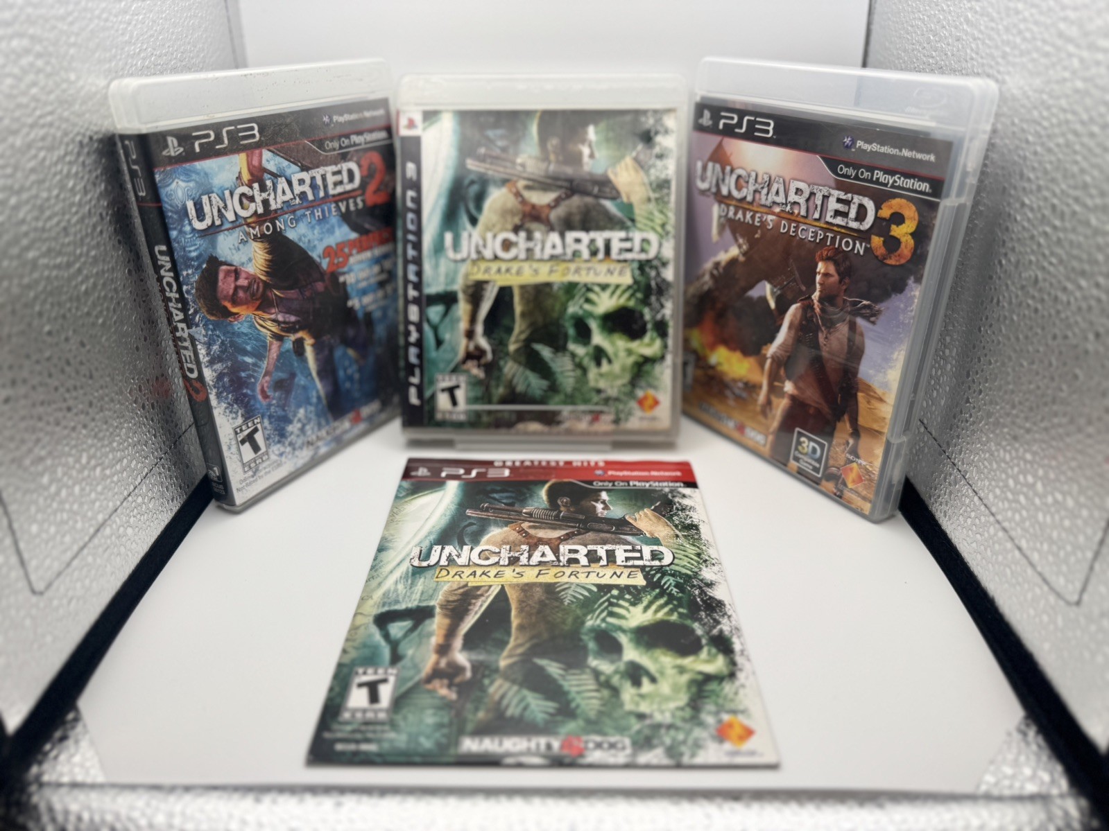 Uncharted 1, 2 & 3 (Sony PlayStation 3) Black Label Trilogy Complete w/ Manuals