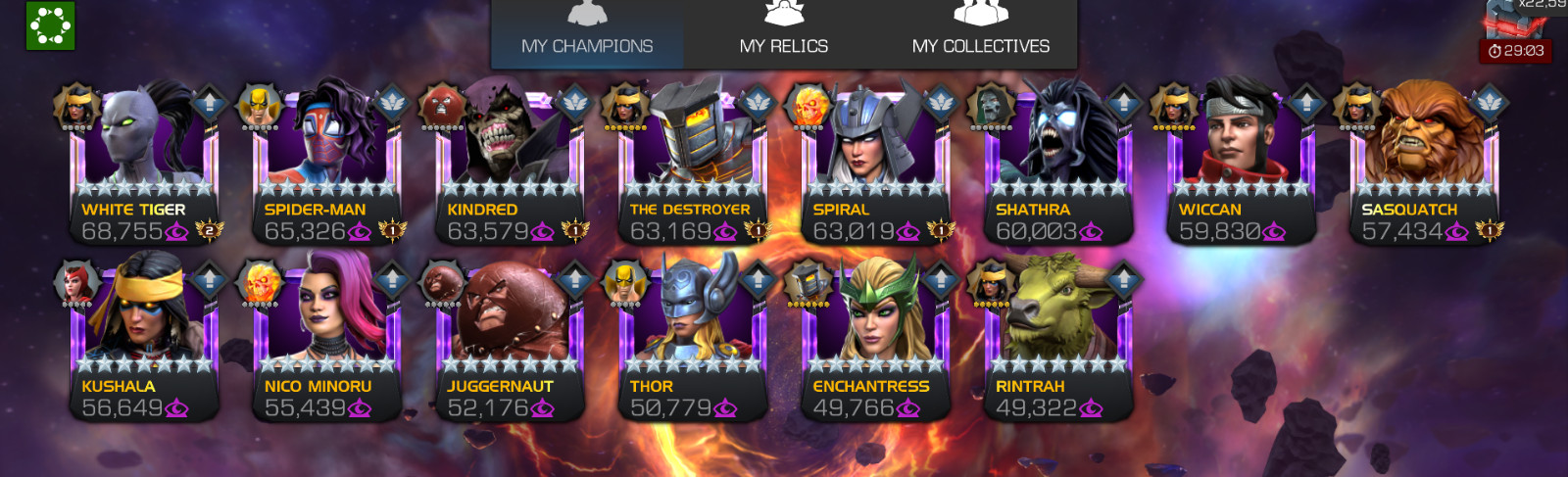 MCOC Top Account – 17 r5s +1 pending – Over 44k prestige