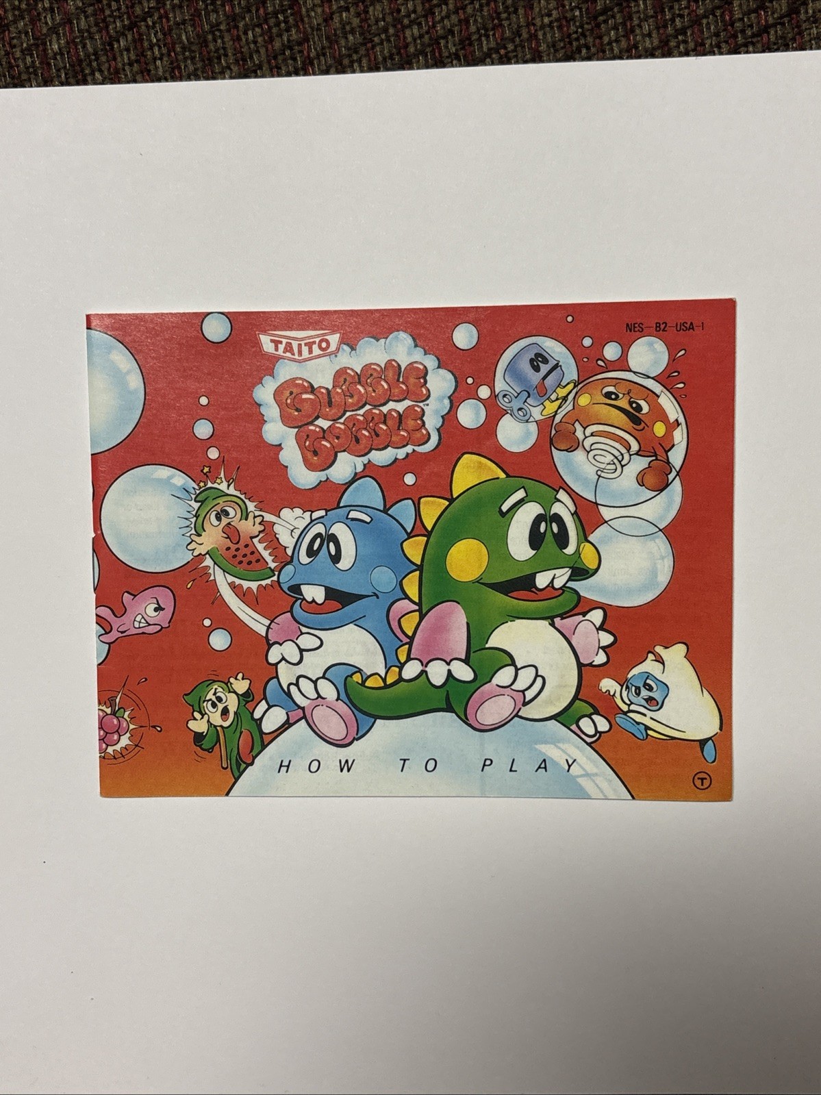 Bubble Bobble Nintendo NES Taito Instruction Manual Only Authentic NEAR MINT