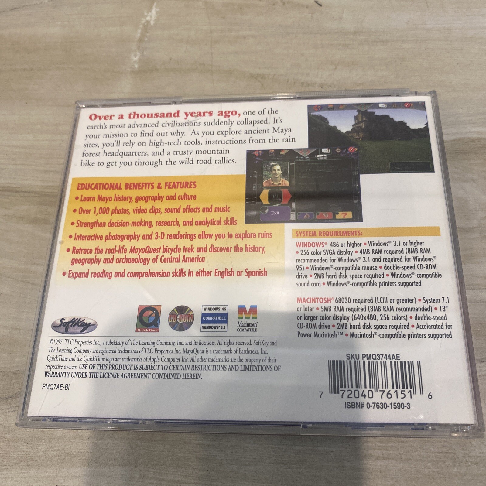 MayaQuest: The Mystery Trail PC 1995 Disc Excellent!