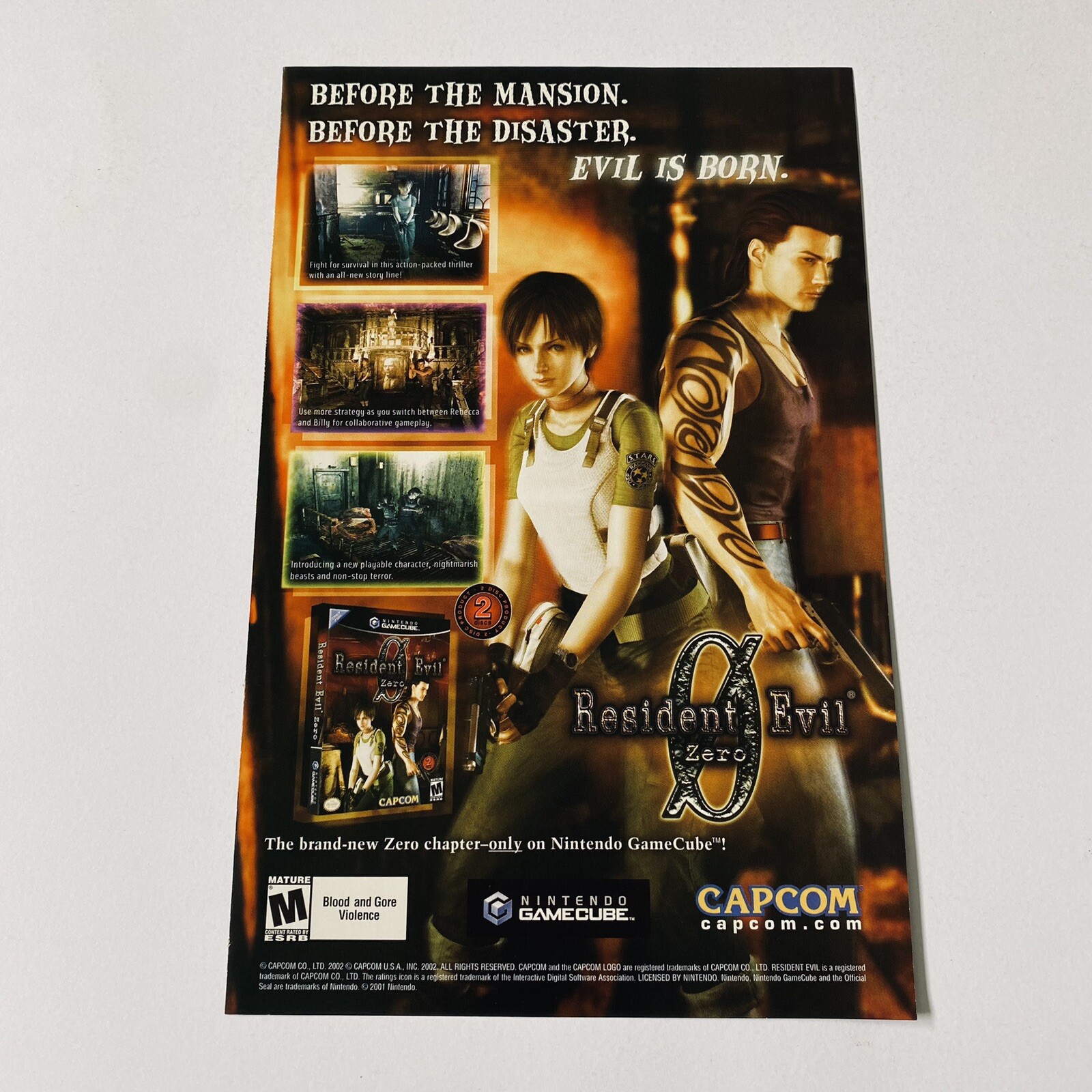 Resident Evil Nintendo GameCube Game Promo Poster Capcom 2000s Rare Print Ad