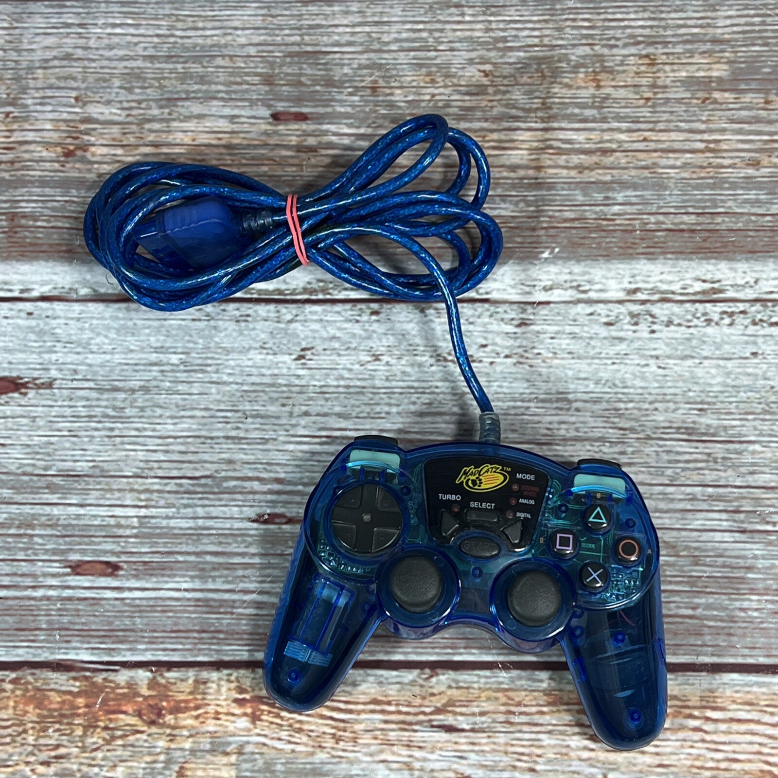 MadCatz Clear Blue Dual Force PS2 Playstation 2 PS1 Wired Controller