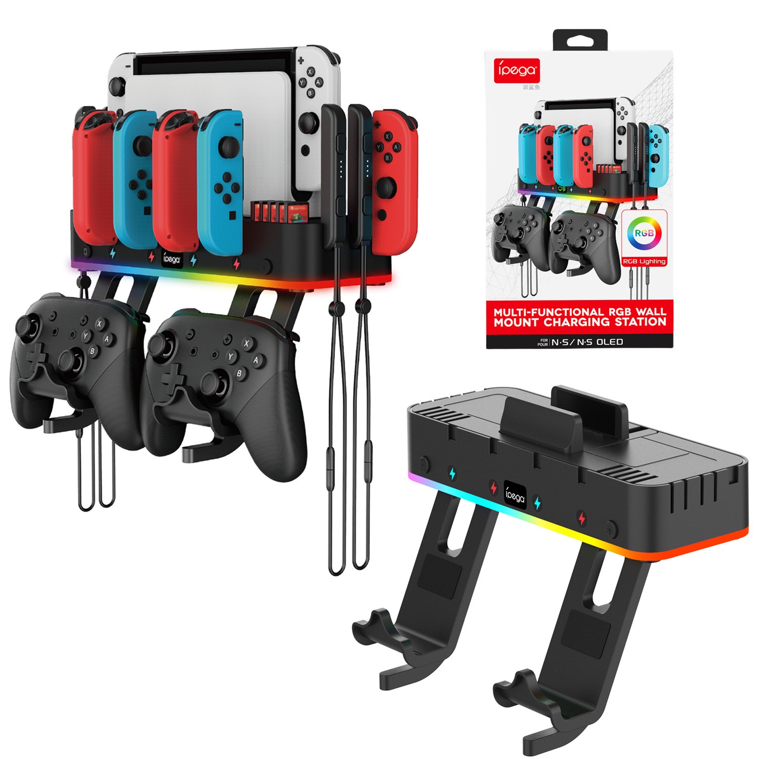 For Switch / Switch OLED Game Console Charger Charging Dock Wall Mount Holder US