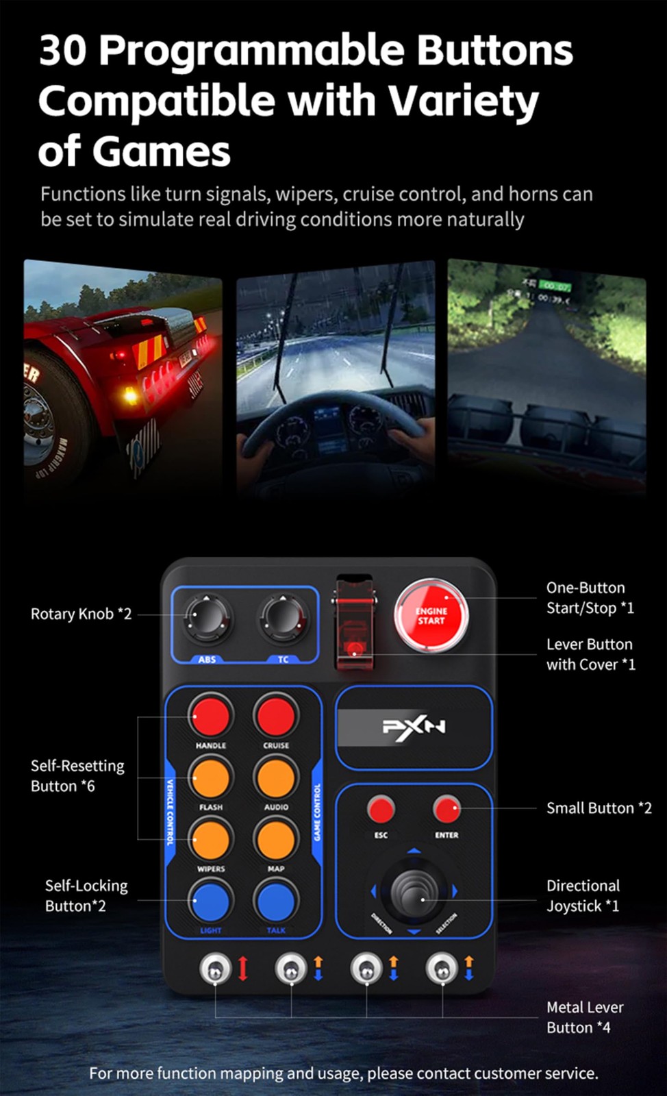 CB1 Racing Button Box PC USB Simulation Racing Instrument Center Control Butt…