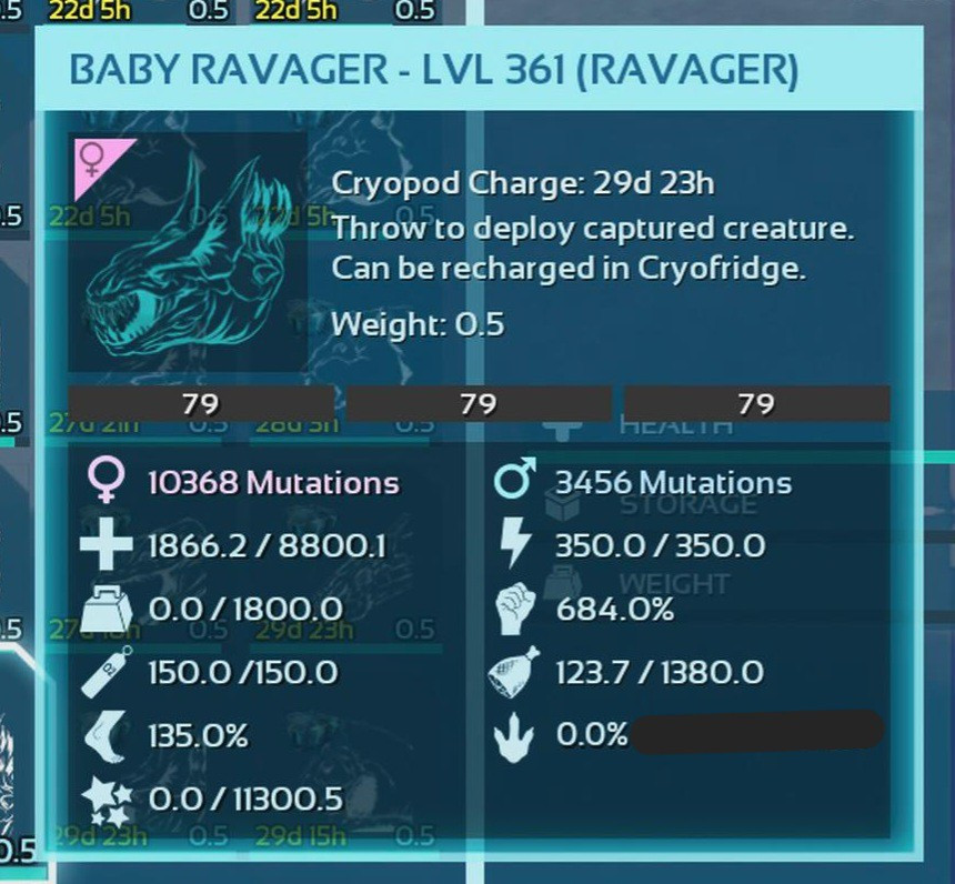 ARK ASCENDED PVE OFFICIAL PAIR BABY RAVAGER BLACK ID79 TOP STATUS PC/XBOX/PS5