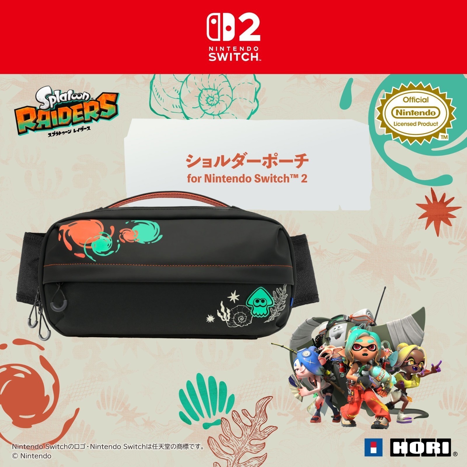 Splatoon Raiders 2WAY Shoulder Pouch for Nintendo Switch 2 Official HORI PSL NEW
