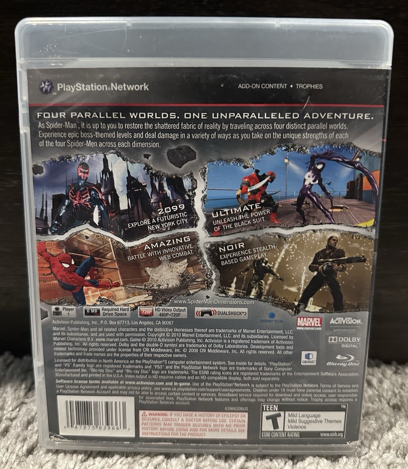 Spider-Man: Shattered Dimensions (Sony PlayStation 3, 2010) PS3 Manual Included