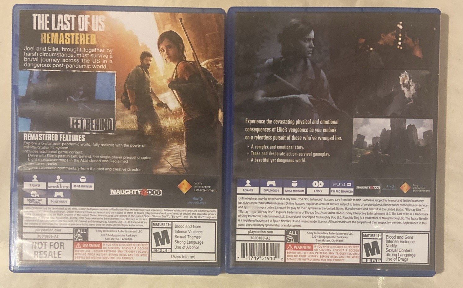 The Last of Us Remastered 1 & Part II 2 Sony PlayStation 4 PS4 Video Game Bundle