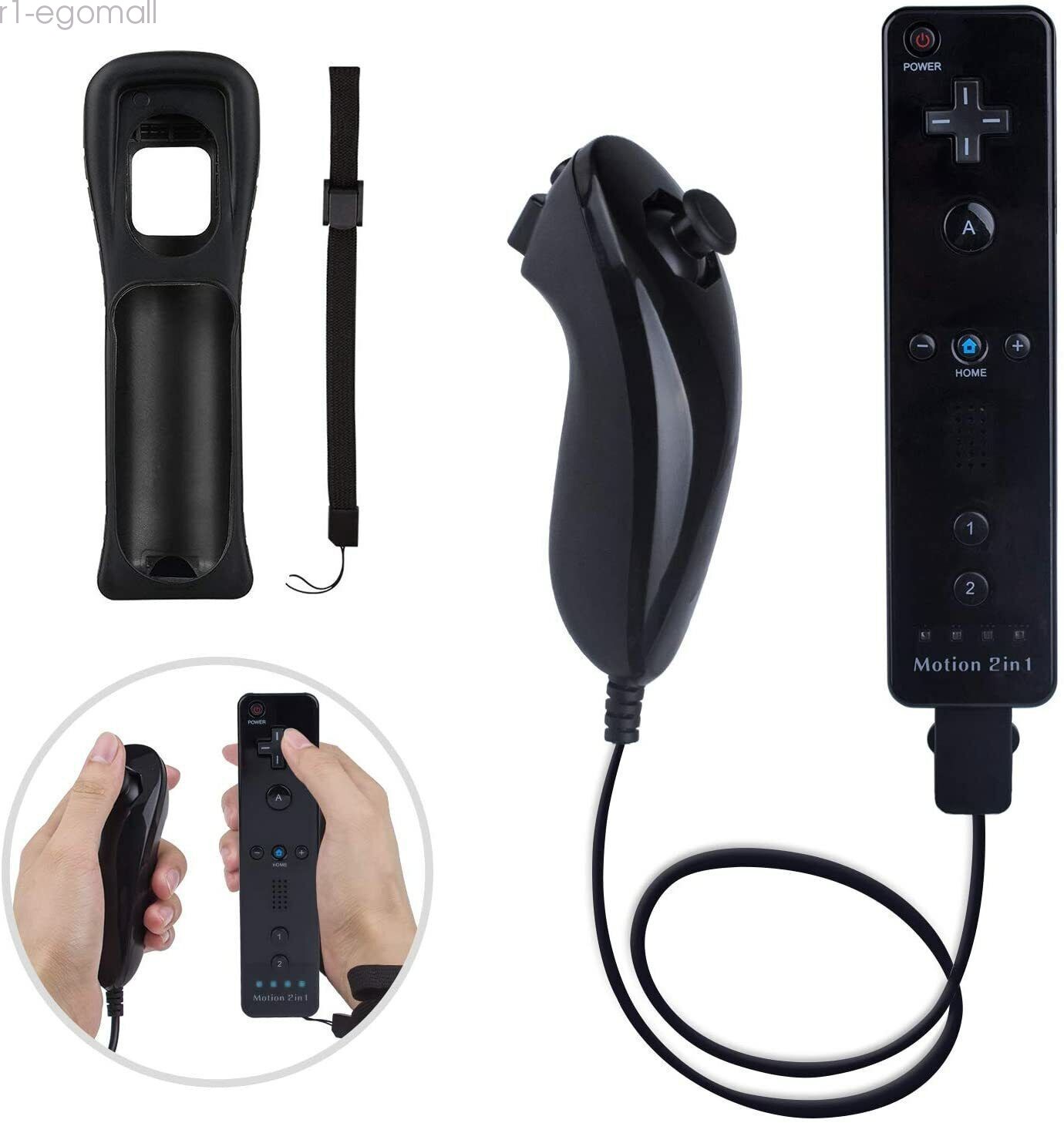 Built in Motion Plus Remote Controller& Nunchuck For Nintendo Wii Wii U+Strap US