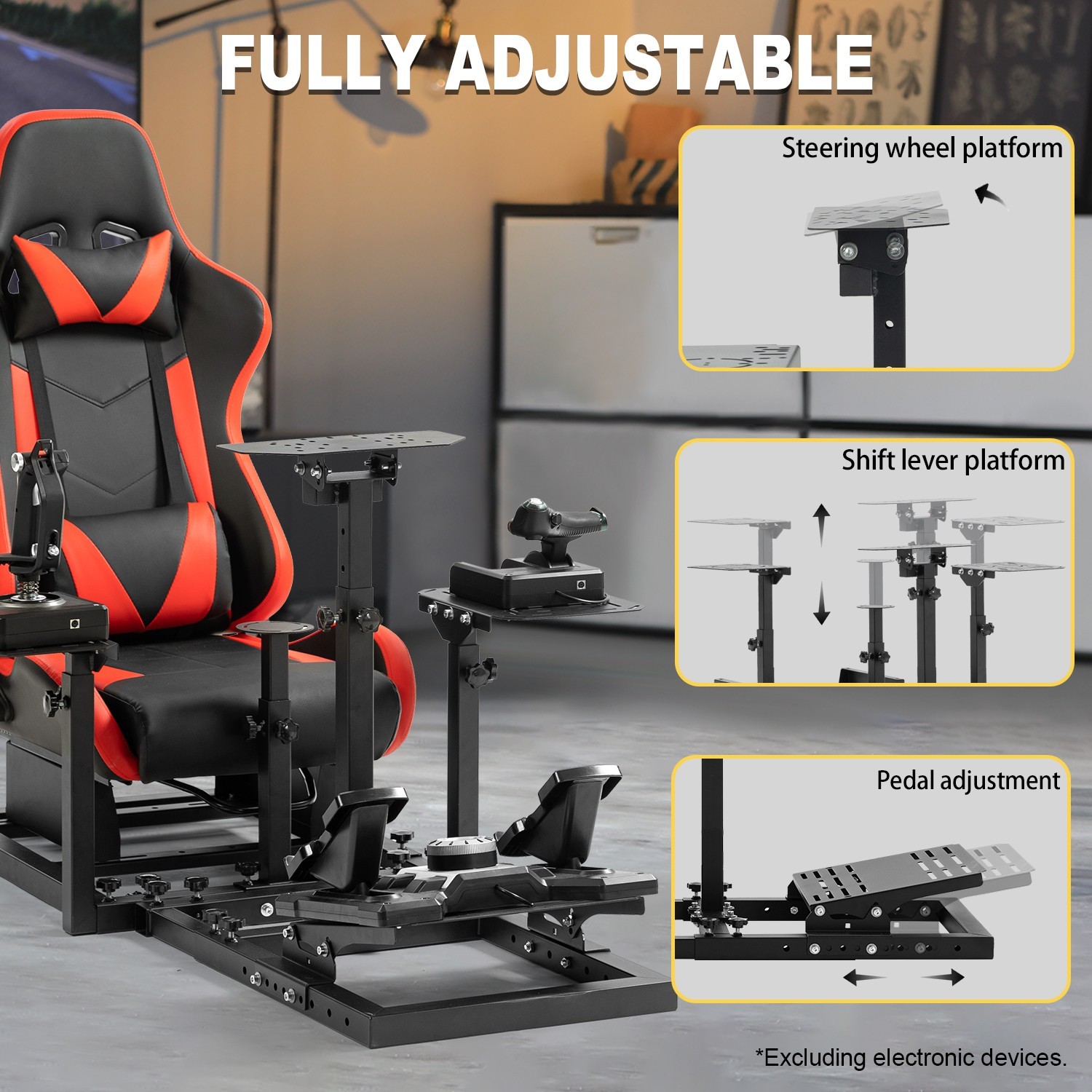 Marada Modular Flight and Racing Simulator Cockpit Fits Logitech Fanatec CSL-DD