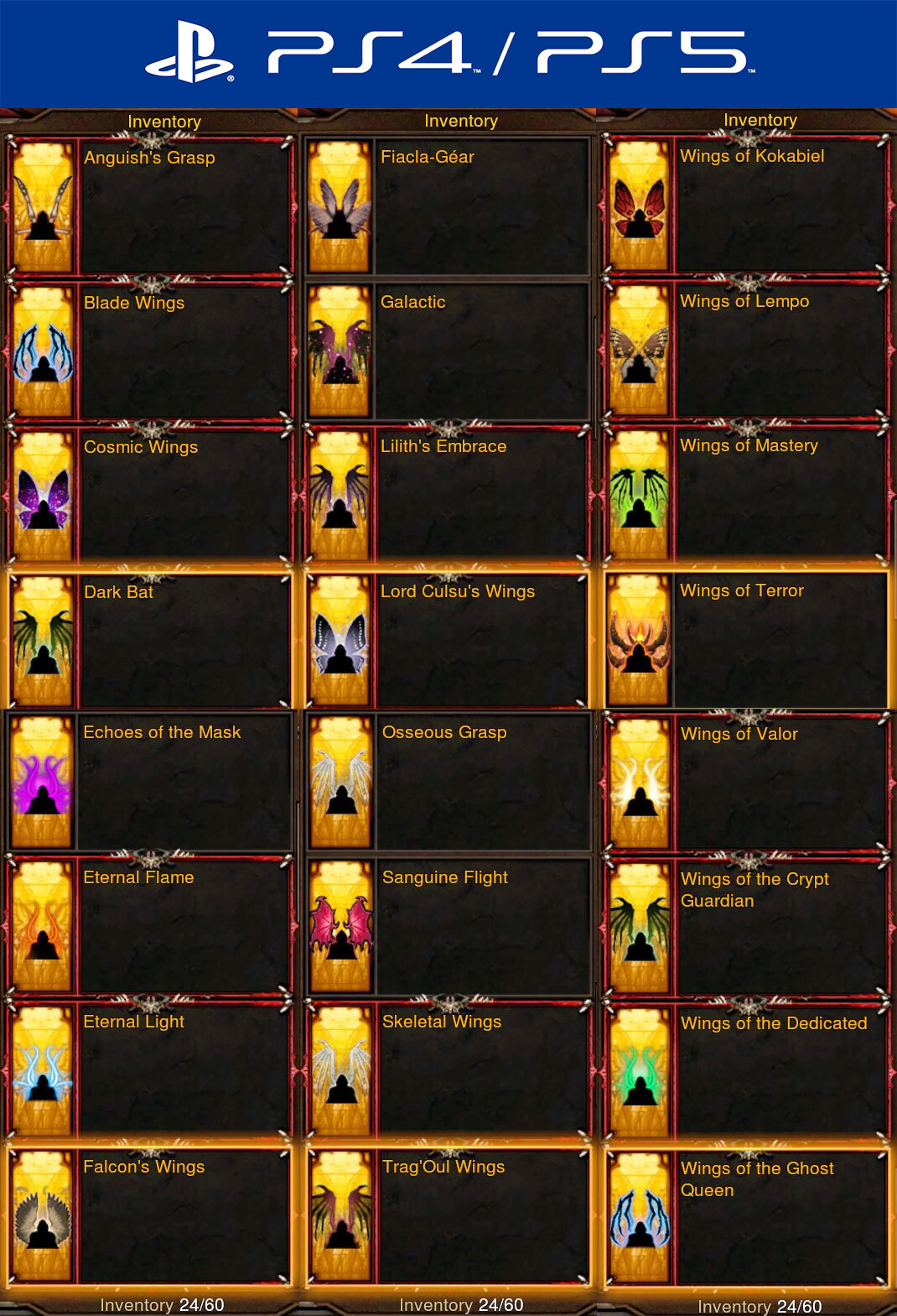 Diablo 3 PS4/PS5 Softcore – All Cosmetics Wings | Choose One Updated Patch 2.7.3