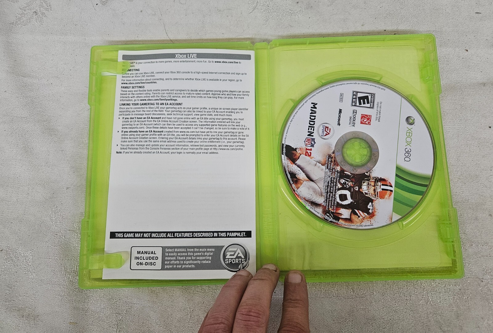 Xbox 360 MADDEN NFL 12 Game DVDROM w Case NO Manual TESTED