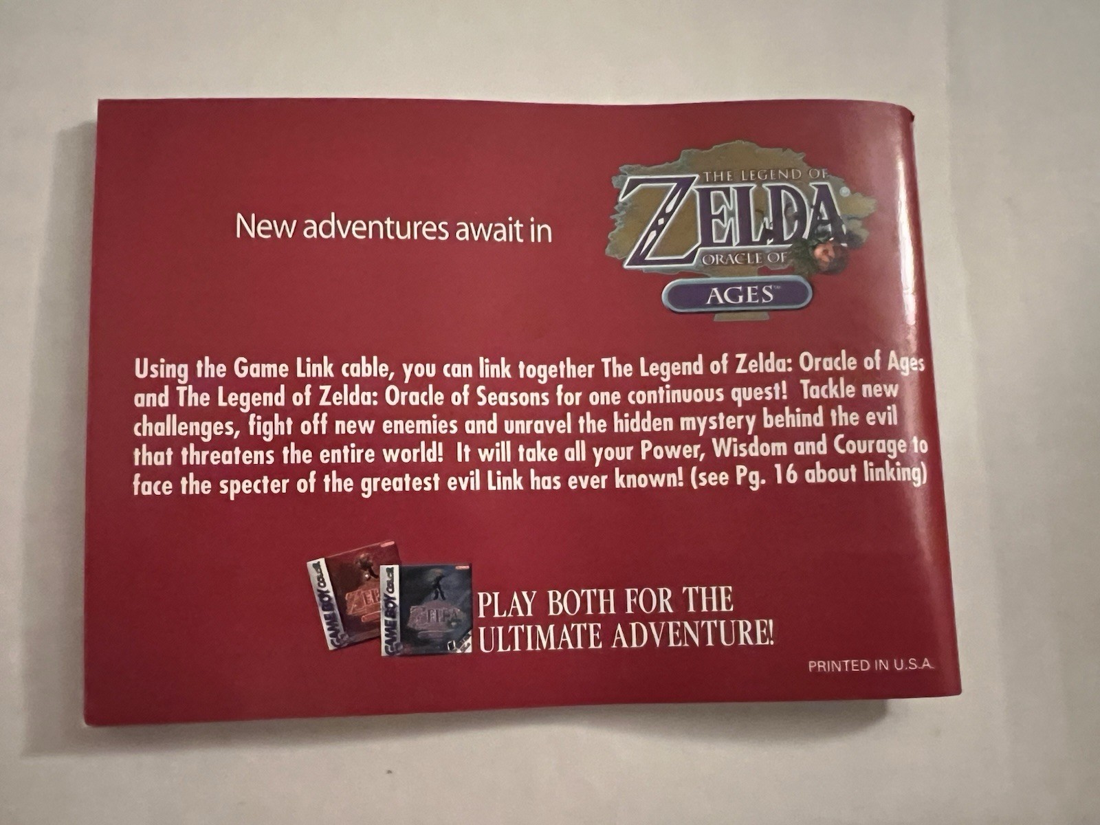 Zelda: Oracle of Seasons GBC NTSC-U/C 2001 E Manual Included CIB Complete