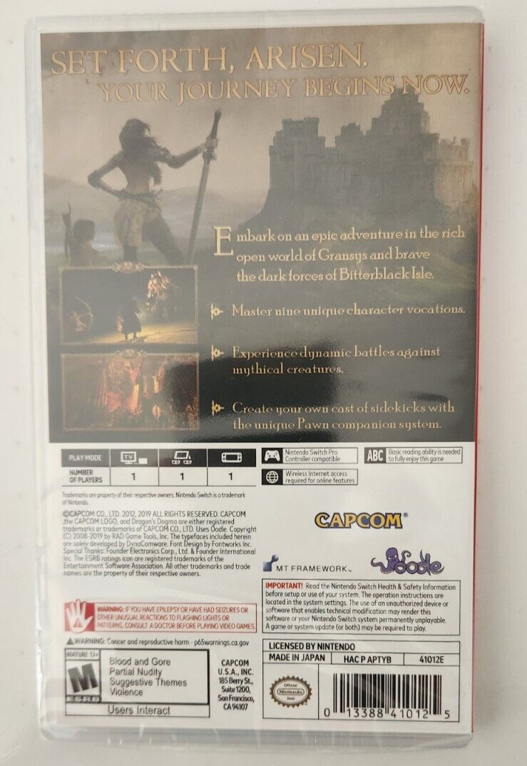 Dragon’s Dogma: Dark Arisen Switch Brand New Game (2019 Action/Adventure RPG)