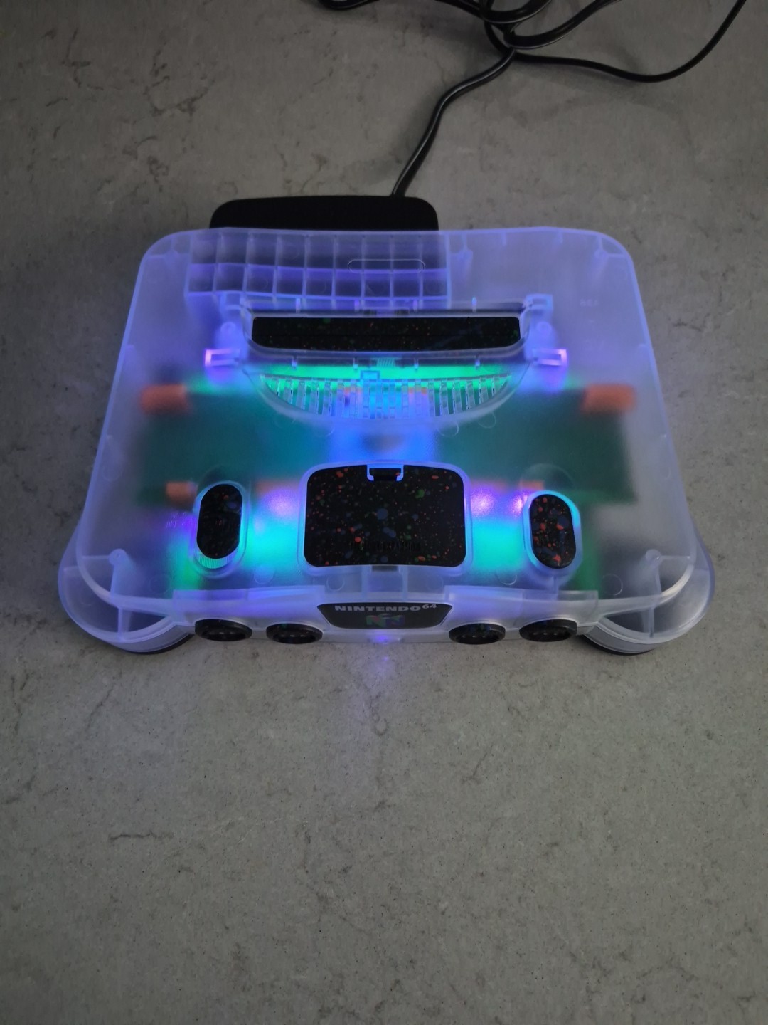 Custom N64 Translucent Shell W/ UV LEDs, Fan, Wireless Controller/ HDMI Adapters