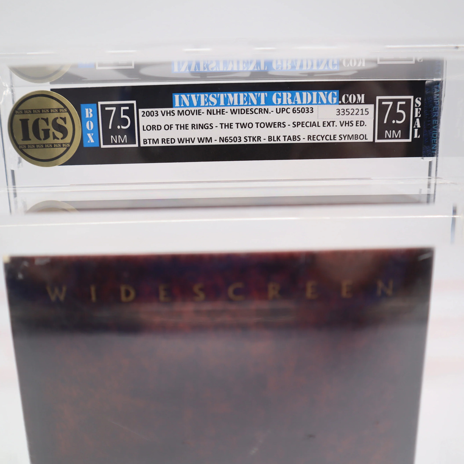 VHS LORD OF THE RINGS THE TWO TOWERS -EXTENDED! IGS GRADED 7.5 BOX & 7.5 Sealed!