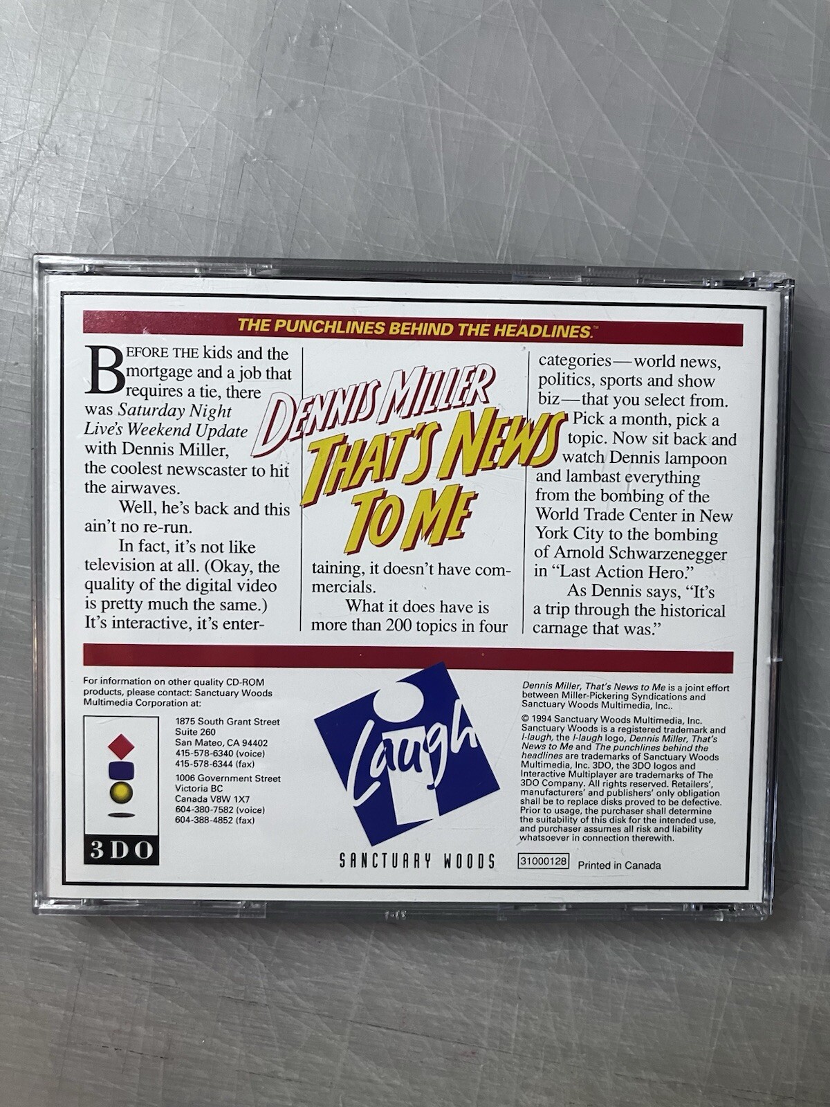 Dennis Miller That’s News To Me (3DO, 1994) Complete CIB Panasonic