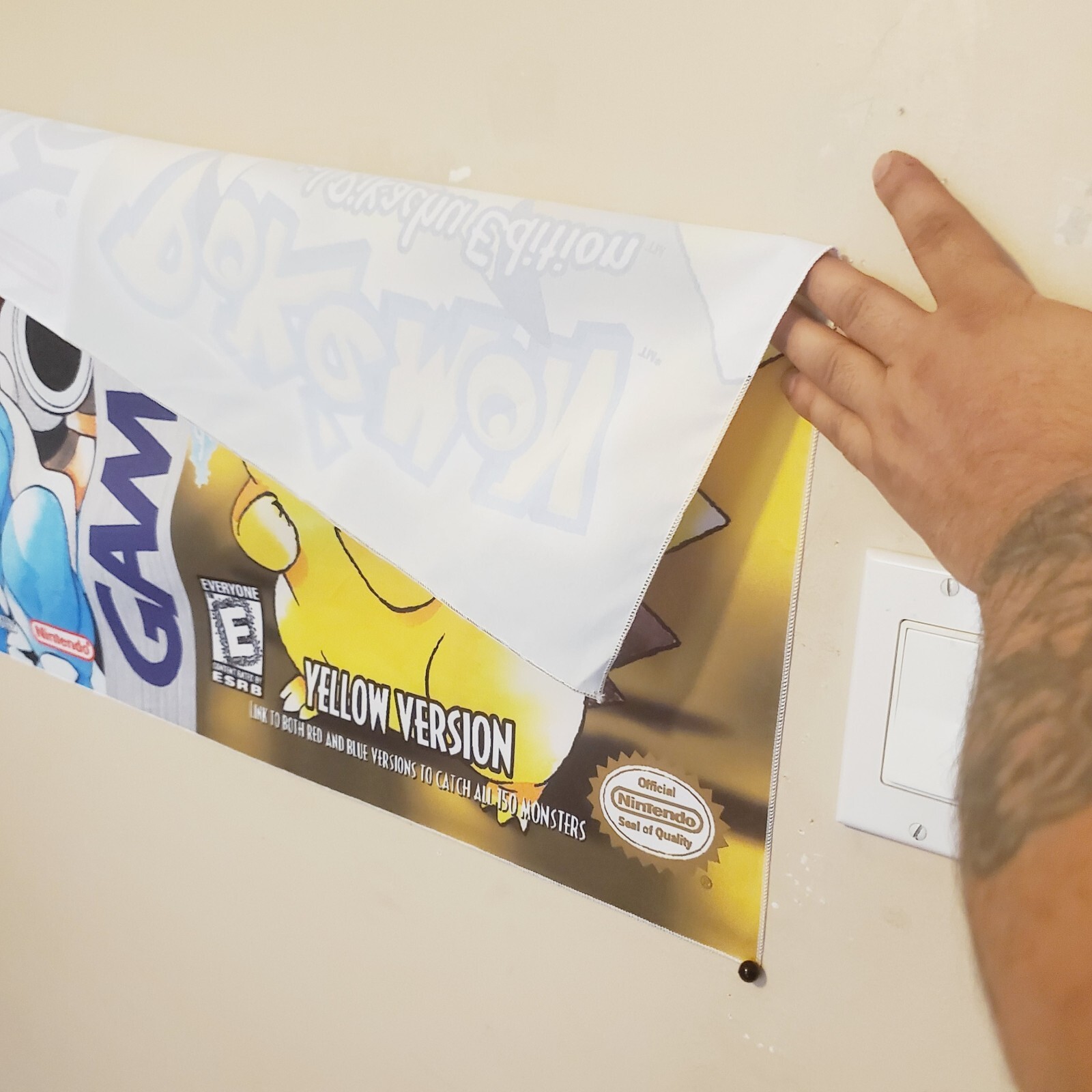 Pokémon Red Blue Yellow tapestry flag Gameboy box art covers Pikachu banner