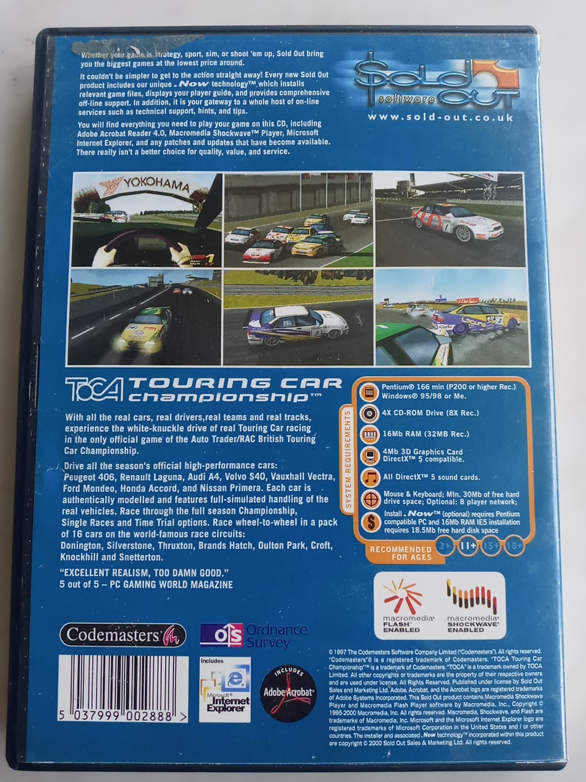 Touring Car Championship TOCA PC CD ROM Game