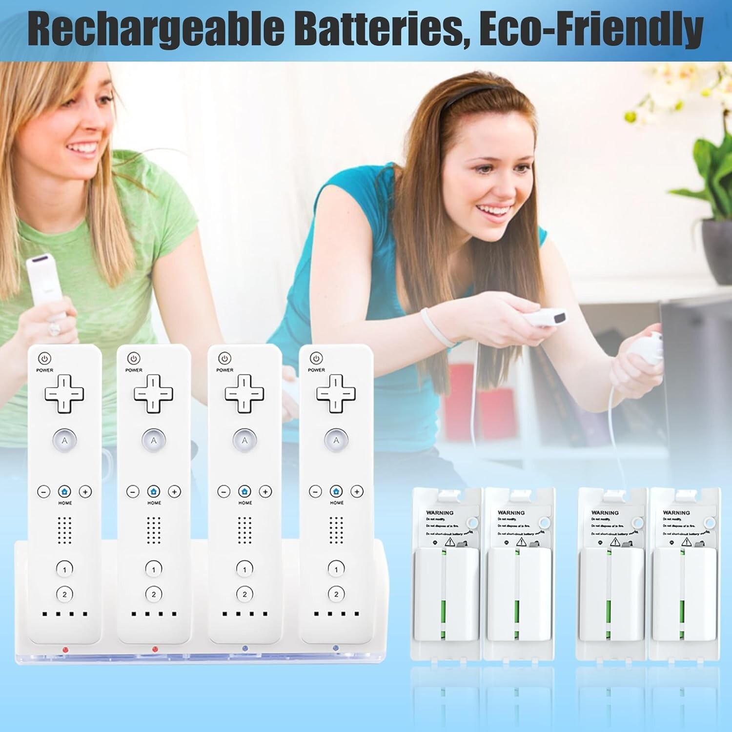 4-in-1 Charging Dock with 4PCS 2800mAh Battery for Wii/ Wii U Remote Controller
