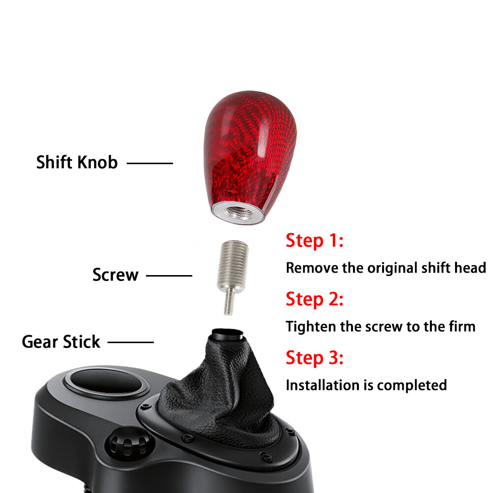 Carbon Fiber Shift Knob M12x1.25 Gear Adapter For Logitech G27 G29 G920 G923