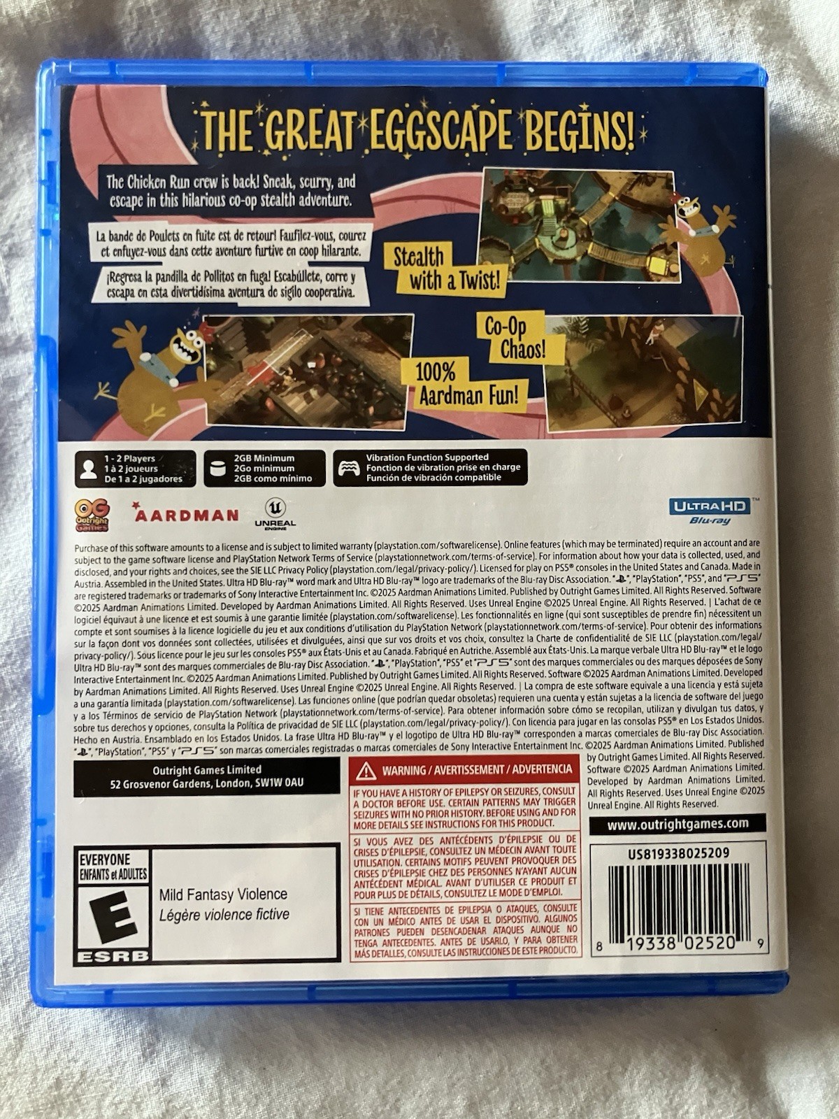 Chicken Run Eggstraction PS5 MINT ORIGINAL OWNER Sony PlayStation 5
