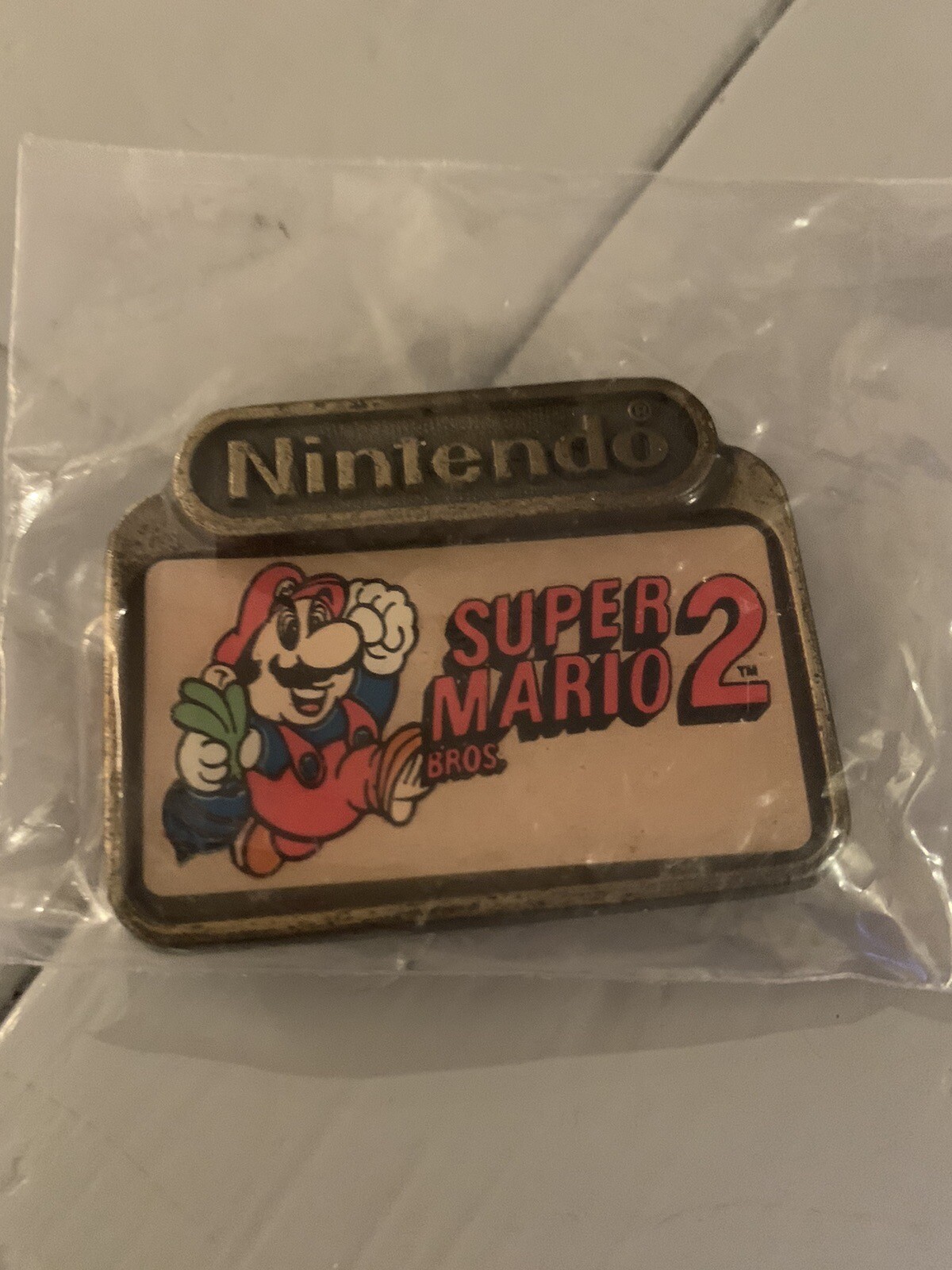 Super Mario Bros. 2 Nintendo NES Era 1989 Kid’s Metal Belt Buckle By Lee Co.