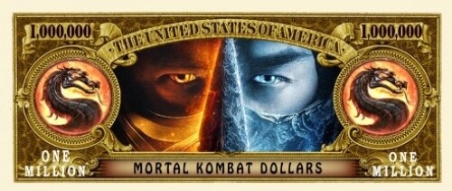 100 Pack Mortal Kombat Scorpion Money Collectible Novelty 1 Million Dollar Bills