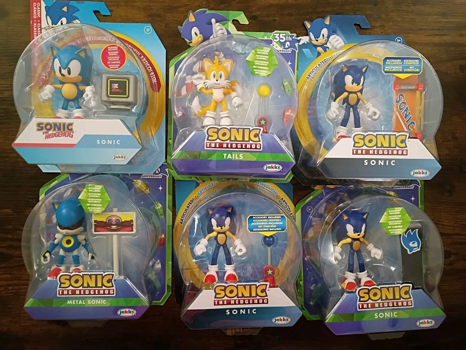 6-PK SONIC the HEDGEHOG 4″ Lot Tails Classic Modern Metal 35th Jakks SEGA