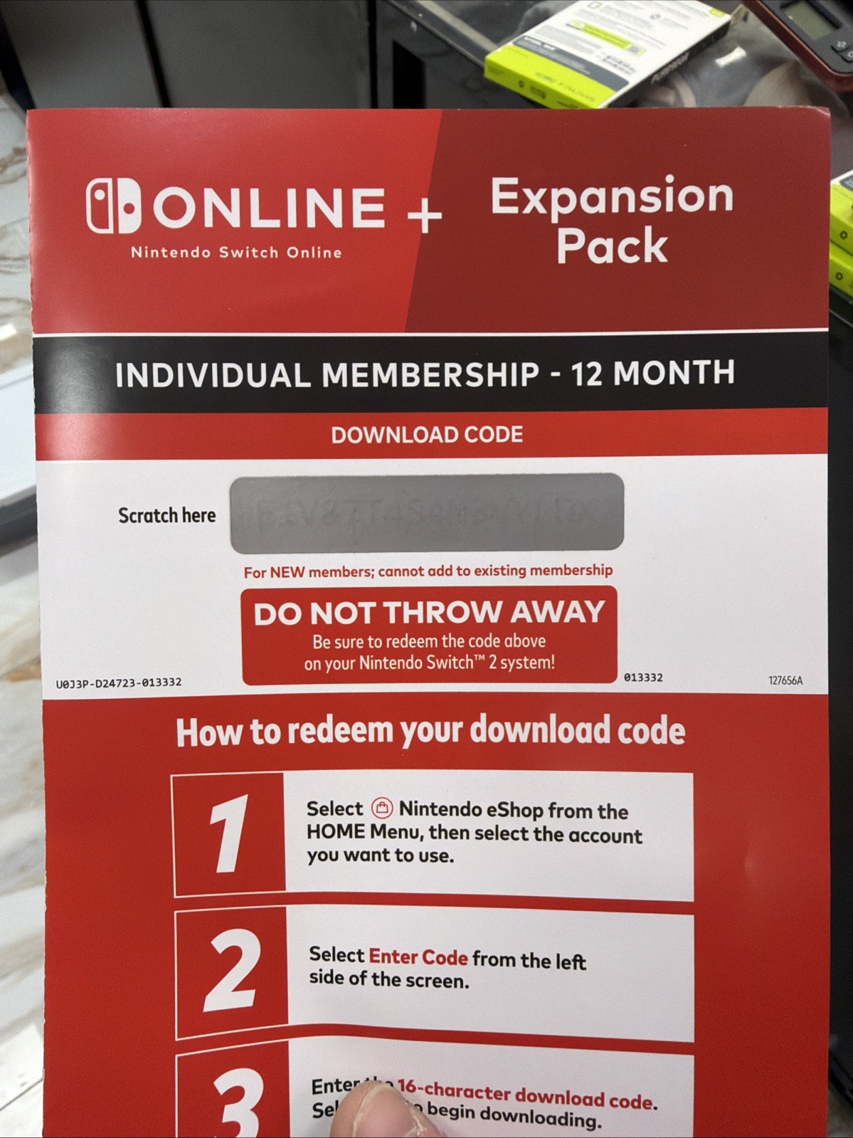Nintendo Switch 2 Online+ Expansion Pack Individual Membership 12 Month Key Card