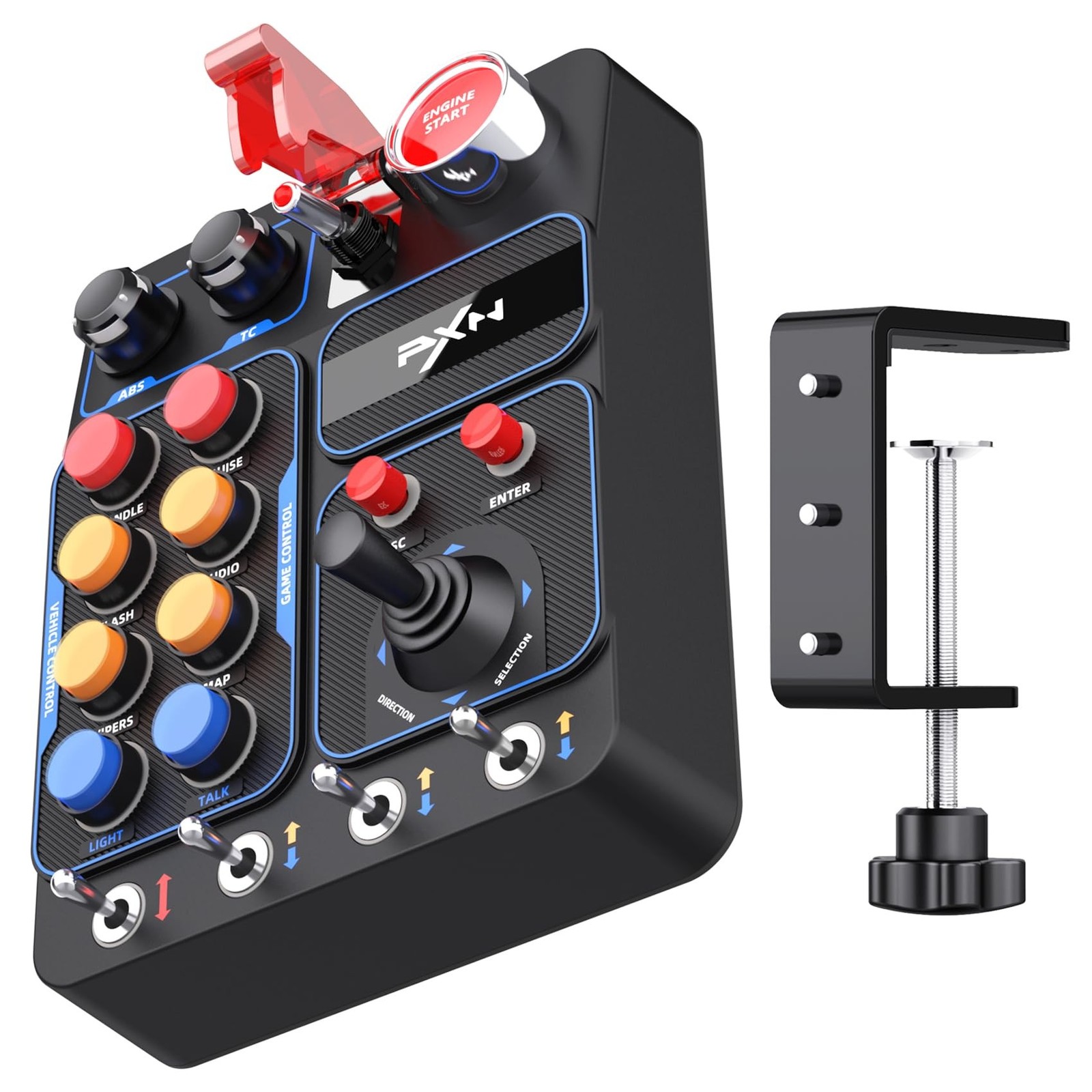 PXN CB1 PC Button Box – Programmable Sim Control Panel with 19 Buttons & S