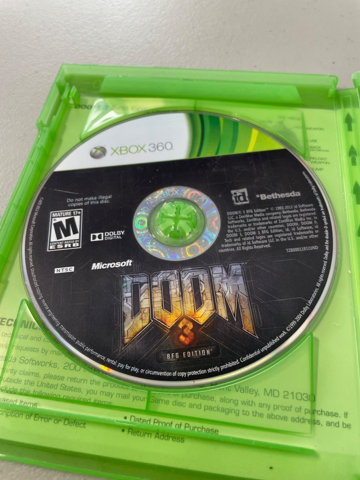 Doom 3 BFG Edition Xbox 360 Video Game Plays On Xbox One Complete Case