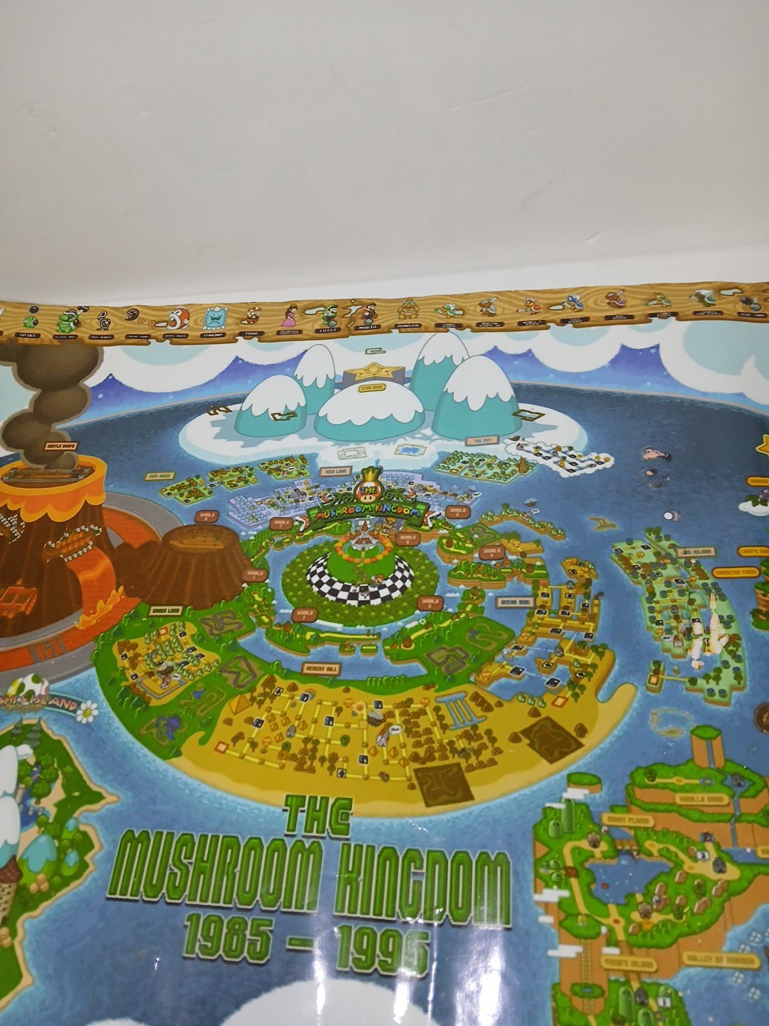 Vintage SUPER MARIO WORLD Yoshi’s Island Nintendo Map Poster 24×16 Glossy