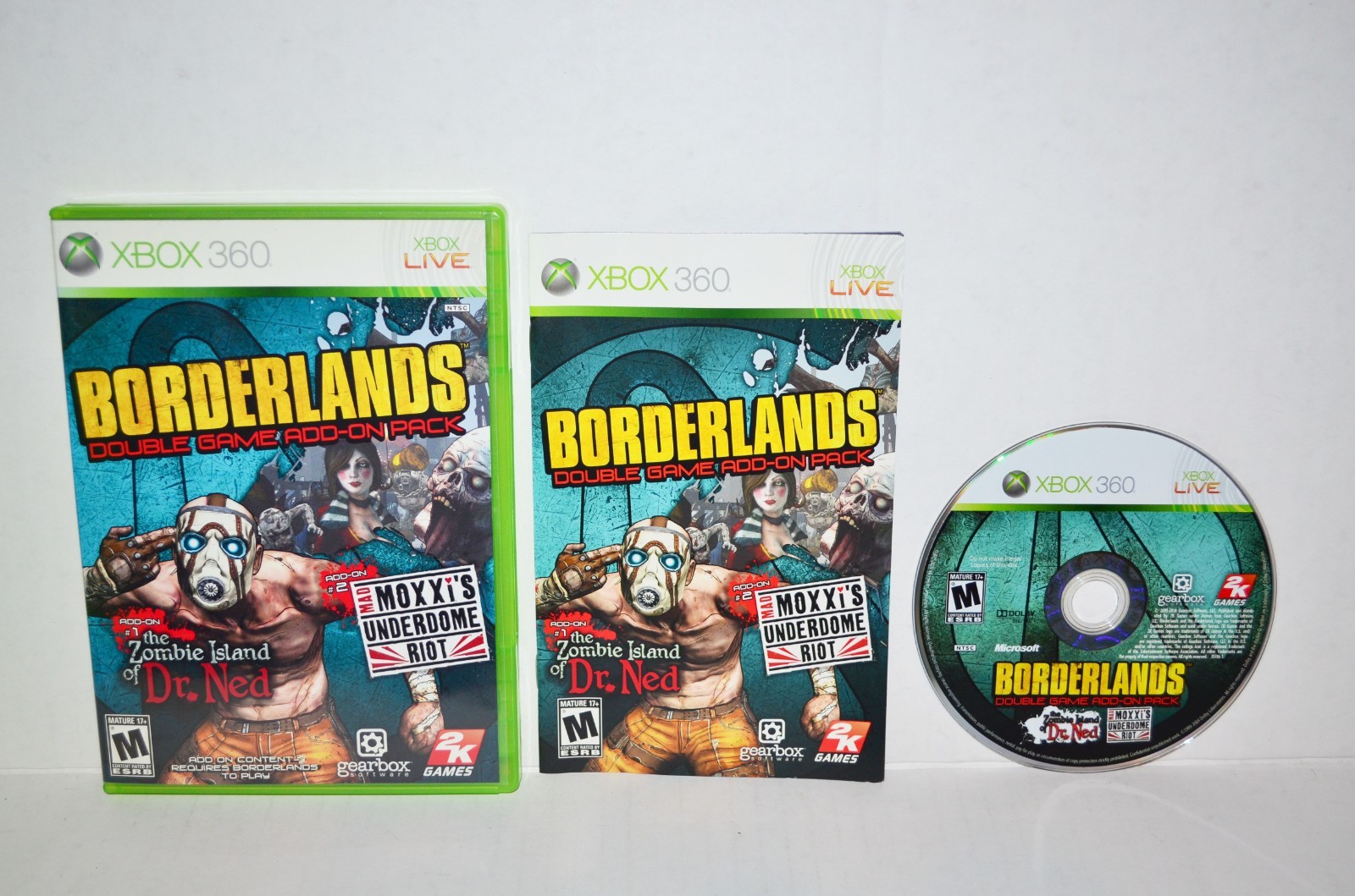 Borderlands Double Game Add-On Pack Zombie Island Mad Moxxi (Xbox 360) MINT🔥