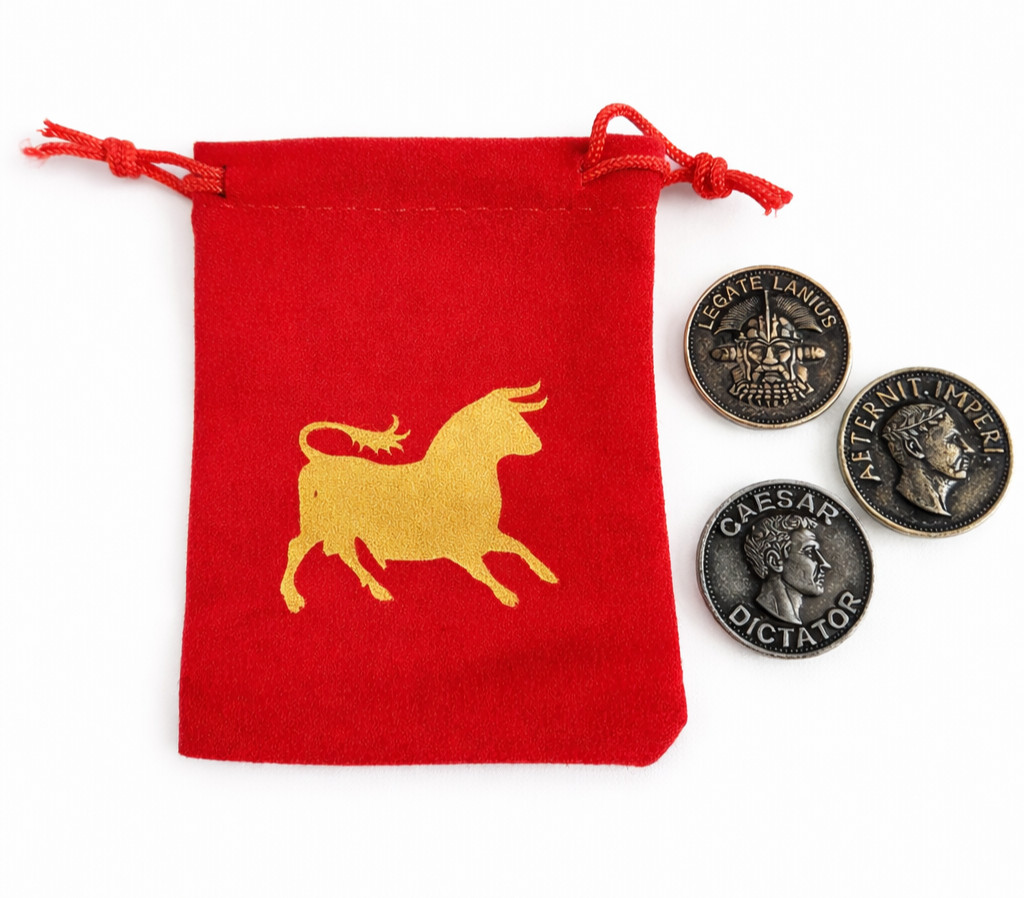 Fallout New Vegas Metal Caesars Legion Aureus and Denarius Coins w/ Custom Bag