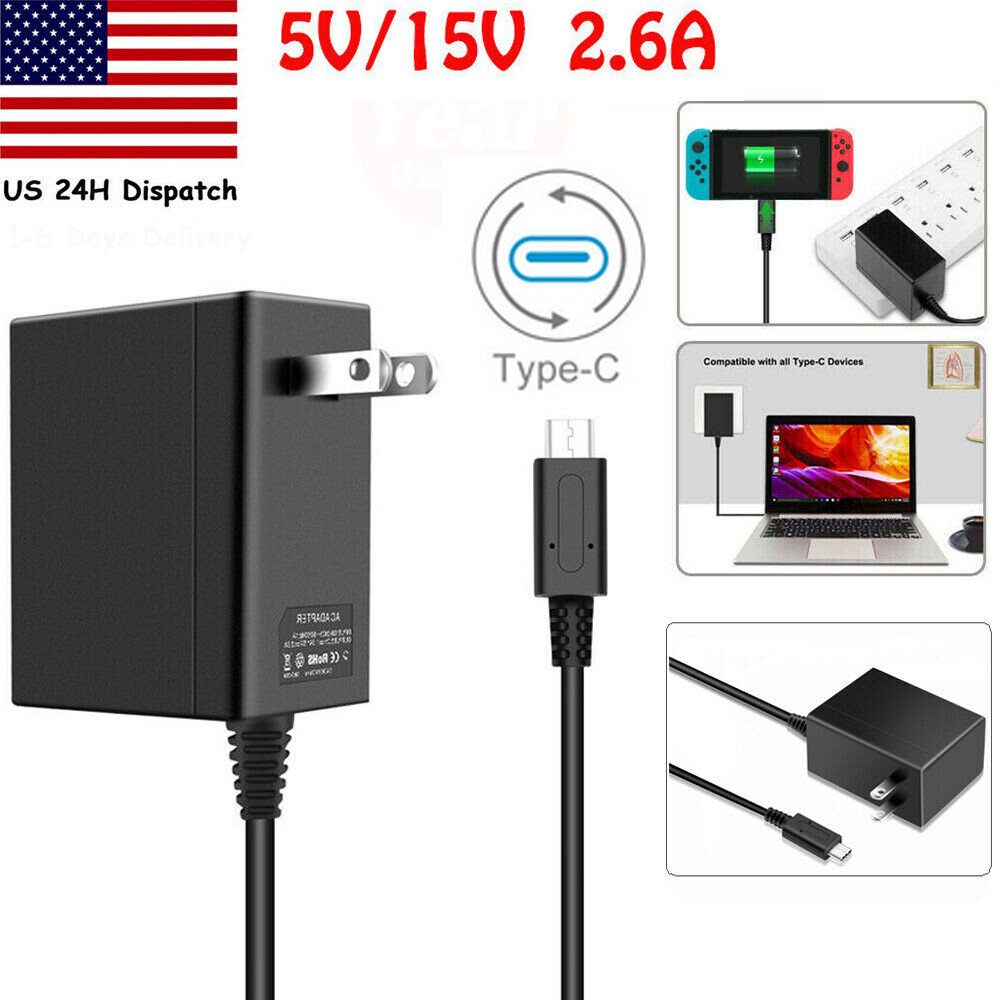 5/15V Charger For Nintendo Switch AC Adapter Cable Home Wall Travel Power Supply