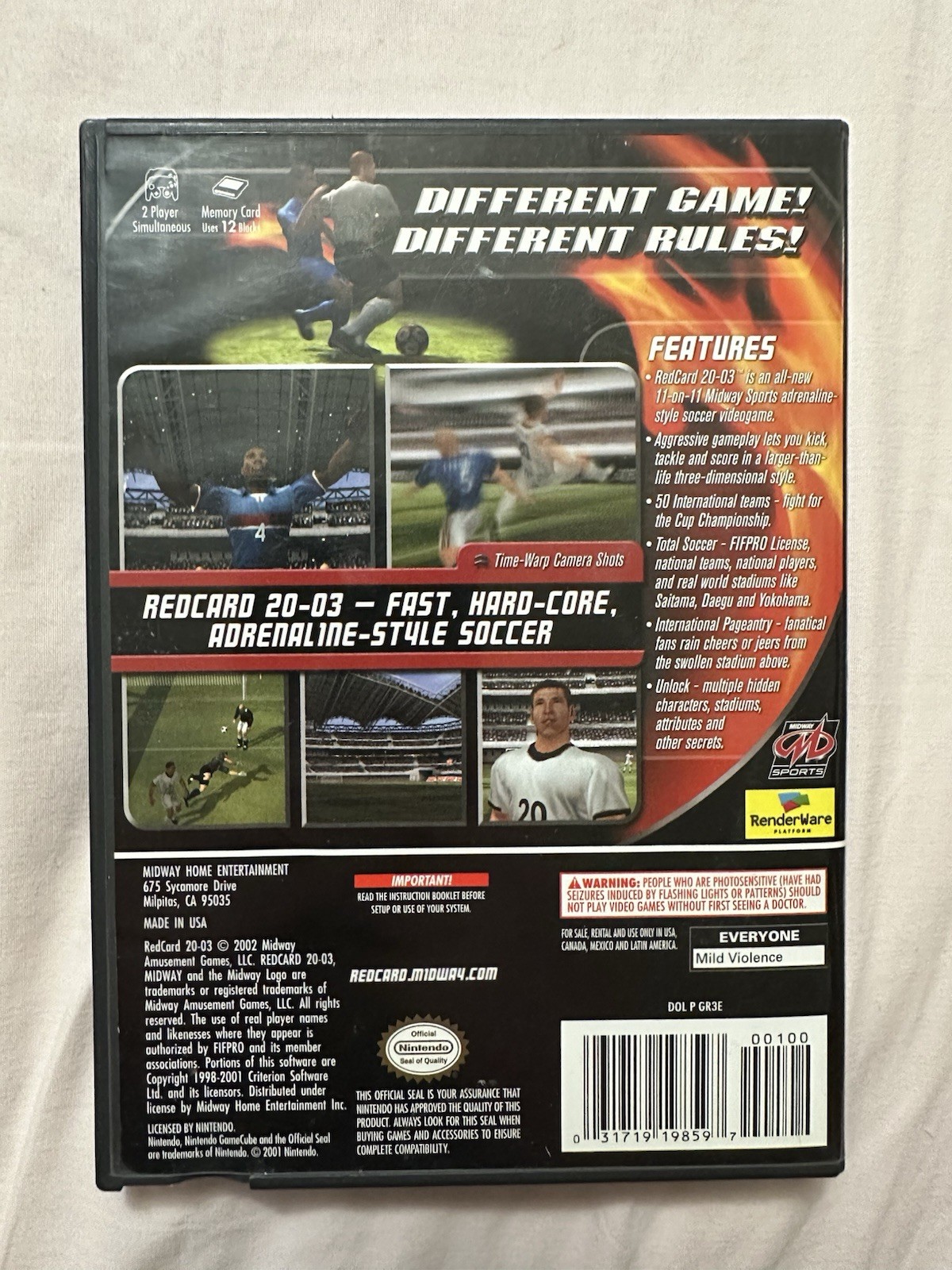 Red Card Soccer 2003 – Nintendo GameCube COMPLETE RARE REGISTRATION CARD