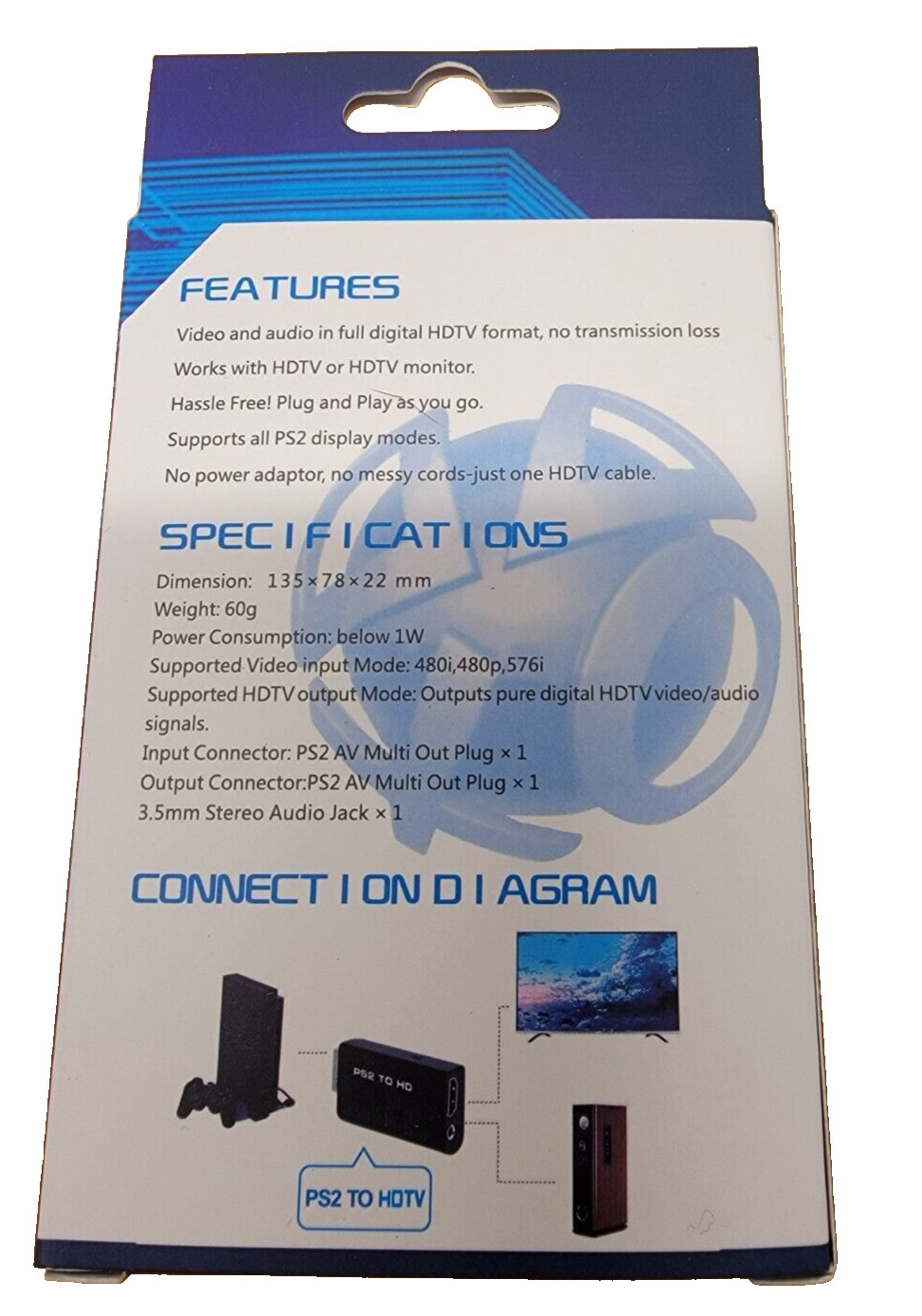 Ps2 To HDMI connection with 6 foot High Speed HDMI Cable